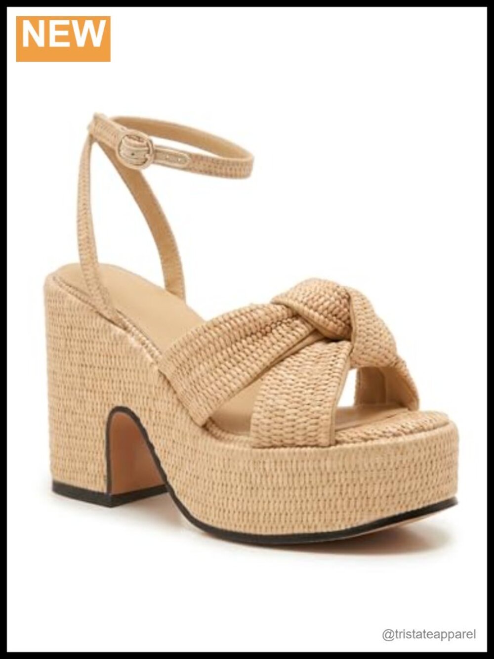 Raffia Woven Platform Sandals Open Toe Block Heel Ankle Strap Summer Heels